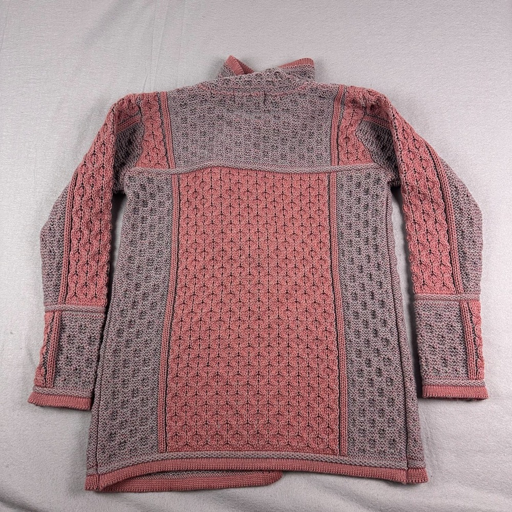 Aran Crafts Cardigan Sweater Womens M button Merino Wool Cable Knit Fisherman - Picture 9 of 15